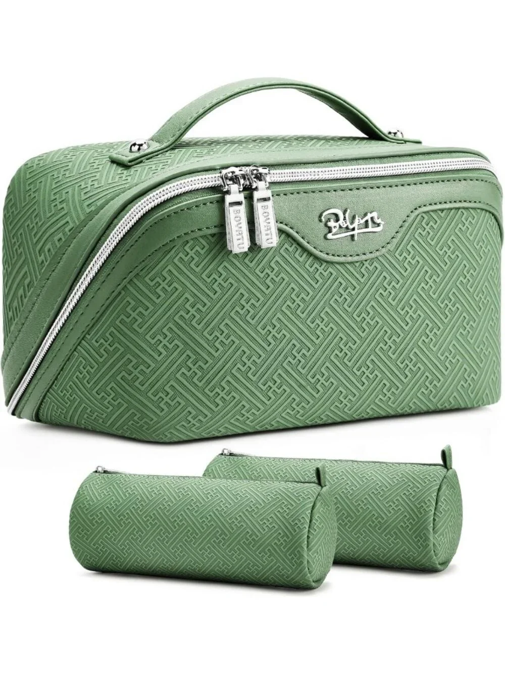 Vintage-Inspired Travel Makeup Bag Set | Large Capacity Cosmetic Organizer - 3